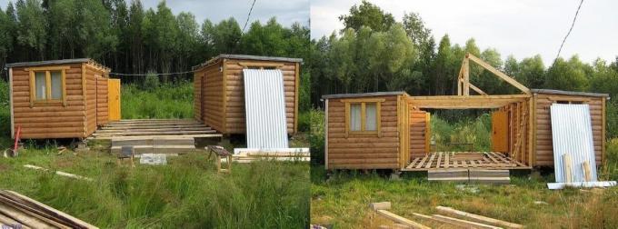 Ta til begynnelsen av de to vanlige billige hytter. Foto kilde: aparo.ru