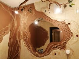 Når du ser på de kjedelige veggene på badet jeg ønsket å gjøre det mer livlig: bad renovering i Eco-stil