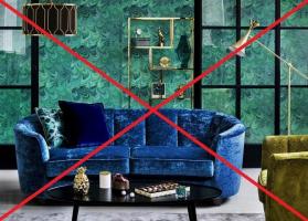 7 vanlige feil som bør unngås i dekorasjonen og ordning interiør med fløyel hjem